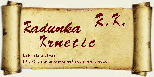 Radunka Krnetić vizit kartica